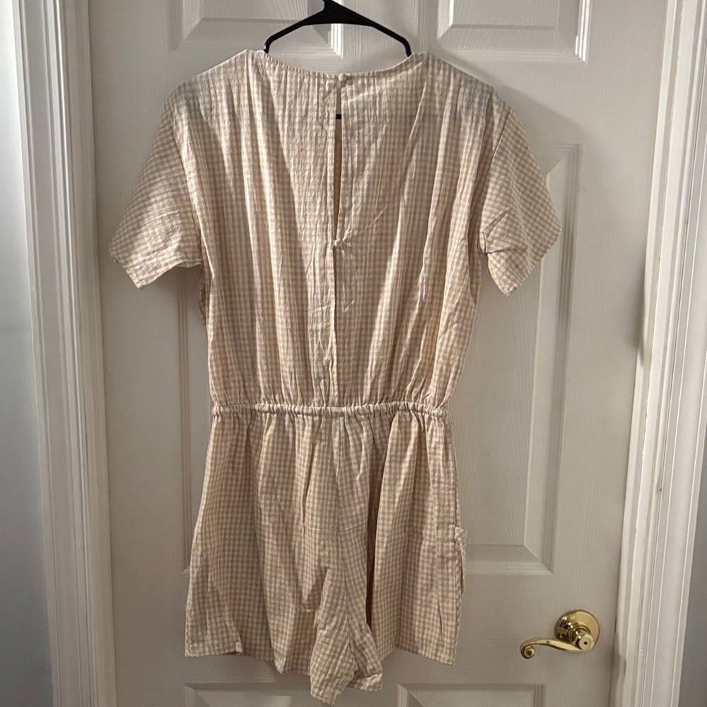 Beige Gingham Romper - Picture 3 of 3